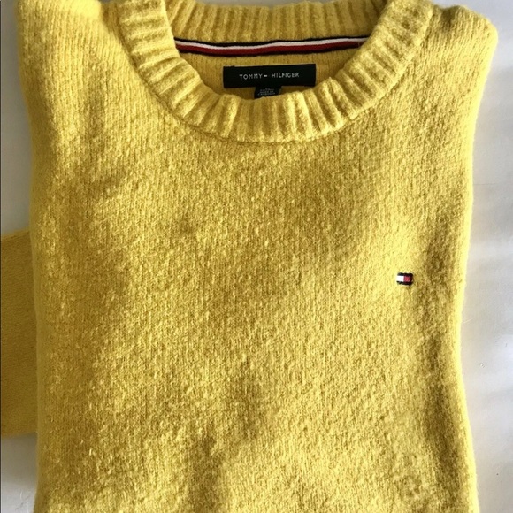 Tommy Hilfiger Men’s Yellow Wool Blend Round Neck Sweater XL - Picture 10 of 14